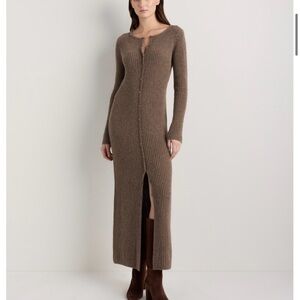 Quince Elegant Brown Knit Maxi Dress